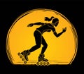 Rollerblade Player Extreme Sport Cartoon Graphic Vector