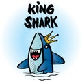 Cartoon king shark for shirt design Royalty Free Stock Photo