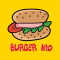 Vector illustration of hand drawn burger