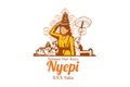 Indonesian translate: Happy Nyepi Day, Vector Illustration. Royalty Free Stock Photo