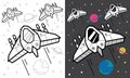 Illustration Vector Graphic of Spaceship Children Coloring Sheet.