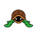 Cute little turtle cartoon hides in its shell Royalty Free Stock Photo