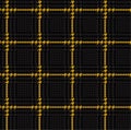 Yellow and black houndstooth plaid pattern fabric swatch.