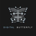 Digital Butterfly is Glowing Technology - Vector