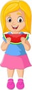 Cartoon little girl eating watermelon slice