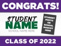Senior Sign Template for the Class of 2022 | Vector Graduation Layout with Space for a Photo or School Logo | Congrats Graduate Royalty Free Stock Photo
