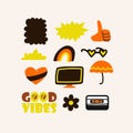 Vector set of retro design elements. Royalty Free Stock Photo