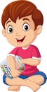 Cartoon little boy with candy balls Royalty Free Stock Photo