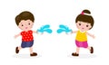 Happy Songkran Festival, Thai New Year, kids enjoy splashing water in Songkran festival, Thailand Traditional New Year Day Vector Royalty Free Stock Photo