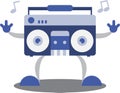 Simple flat boombox character vector , boombox mascot, flat color