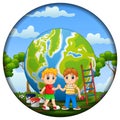 Round frame with two boys clenching their hands Royalty Free Stock Photo