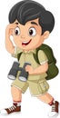 Cartoon boy scout with binoculars