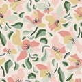 Vector hand-drawn flower illustration motif seamless repeat pattern Royalty Free Stock Photo