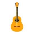 Classical wooden guitar. Musical flat instrument.