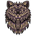 Hand drawn zentangle wolf head illustration