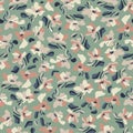 PrintVector hand-drawn flower and leaf illustration motif seamless repeat pattern