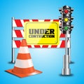 Under Contruction Sign and traffic light illustrations vector stock