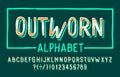 Outworn alphabet font. Hand drawn rough letters and numbers. Royalty Free Stock Photo