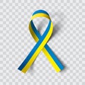 Ukraine ribbon flag. Mourning ribbon flag. Vector illustration.