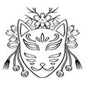 Japanese Fox Mask. Kitsune mask illustration. Royalty Free Stock Photo