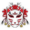 Japanese Fox Mask. Kitsune mask illustration. Royalty Free Stock Photo