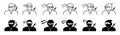 Set of  ninjas in various poses  on white background Royalty Free Stock Photo