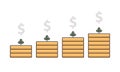 Growing stock coin vector illustration and dollar symbols