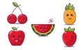 Set of cute fruit illustrations with various types