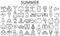 Summer and Holidays black outline Icons set Royalty Free Stock Photo