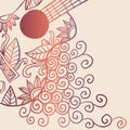 Doodle acoustic guitar with floral ornament