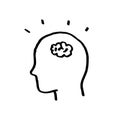 head with small brain. icon for mental helath Royalty Free Stock Photo