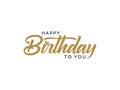 Happy Birthday Card. Black Gold Text Hand Drawn Lettering Calligraphy Stamp Grunge Style with Square Line Frame outside isolated o