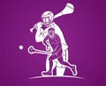 Group of Hurling Players Action Cartoon Graphic Vector