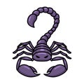 Cute purple scorpion cartoon character