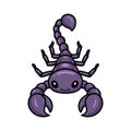 Cute purple scorpion cartoon character