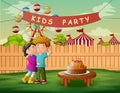 Young couple celebrating a party in the yard