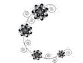 Pretty Black And White Floral Motif With Spirals Design