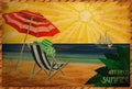 Art deco invitation card, Tropical relax beach Royalty Free Stock Photo