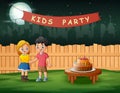 Happy teenager boy and girl in the night party Royalty Free Stock Photo