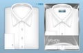 Set of realistic white shirt with tie isolated or formal wear office for employee or classic white shirt tied for men. Royalty Free Stock Photo