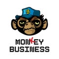 Monkey business t-shirt decoration with angry primate face Royalty Free Stock Photo