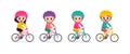 Happy kids on bicycles, Children riding bike,Kids riding bikes, Child riding bike, child on bicycle vector on white background