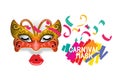 Masquerade party mask. Carnival mask. For poster, placard, wallpaper, backdrop and web site. Royalty Free Stock Photo