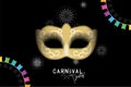 Masquerade party mask. Carnival mask. For poster, placard, wallpaper, backdrop and web site. Royalty Free Stock Photo