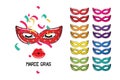 Masquerade party masks. Carnival masks. For poster, placard, wallpaper, backdrop and web site. Royalty Free Stock Photo