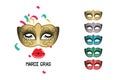 Masquerade party masks. Carnival masks. For poster, placard, wallpaper, backdrop and web site. Royalty Free Stock Photo