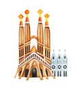 Watercolor illustration of Sagrada Familia