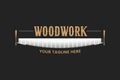 Woodwork logo template. Vector emblem with a two-handed saw.