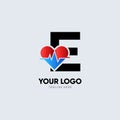 Letter E Heartbeat Logo Design Vector Icon Graphic