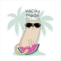 Vacay mode - cool cat with watermelon slice